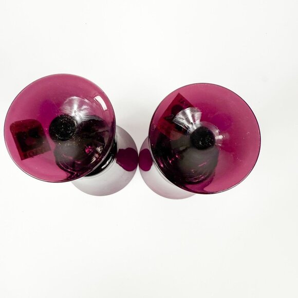 Vintage Royal Crystal Poland Amethyst Purple Wine Glasses Set Of 2 - Picture 4 of 5